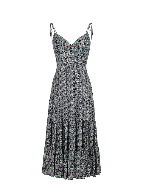 Черный костюм из платья-миди и рубашки с цветочным принтом, 3