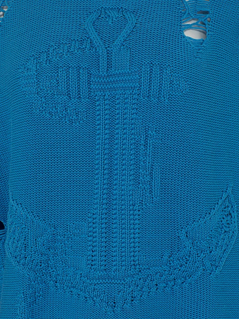 Синий вязаный комплект из свитера и юбки-мини, 5