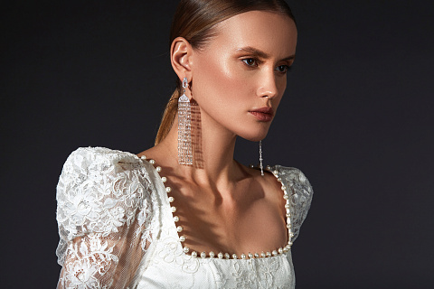 Серьги из белого золота с бриллиантами огранки «роза», 4