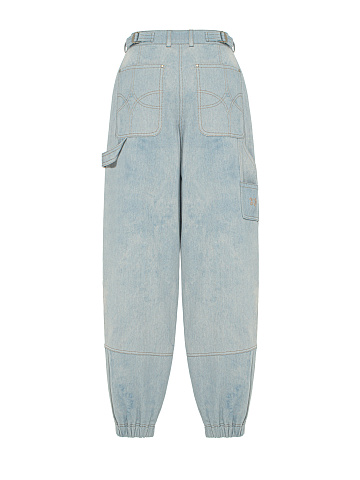 Голубые вареные джинсы с манжетами, 2