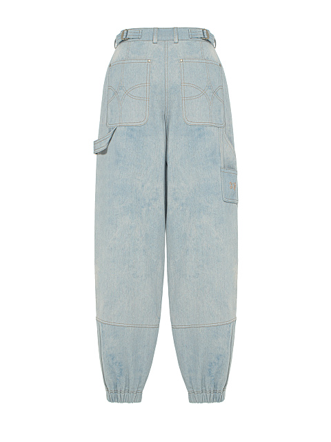 Голубые вареные джинсы с манжетами, 2