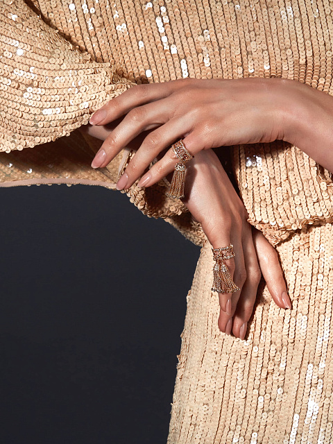 Кольцо-кисть из розового золота с коричневыми бриллиантами, 3