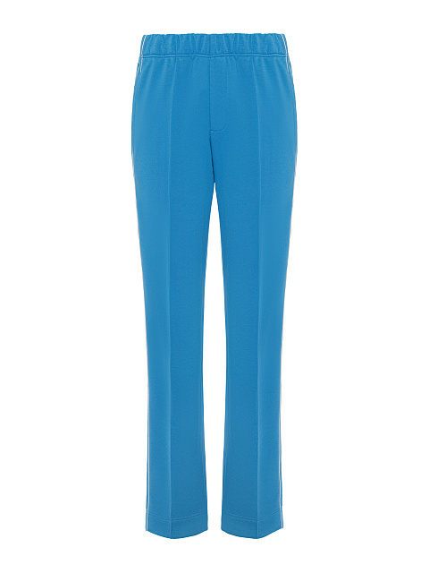 Ярко-голубой костюм с укороченной толстовкой и белой вышивкой, 3