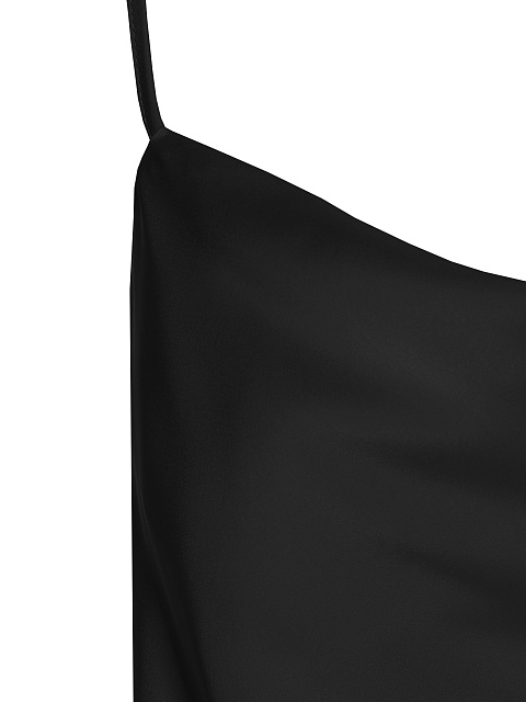 Черный атласный топ на тонких бретелях, 3