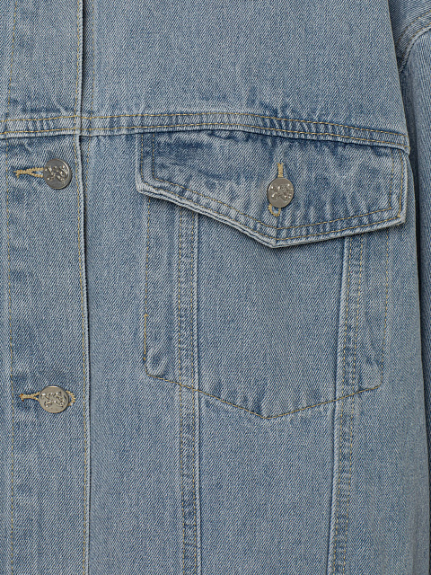 Голубая джинсовая куртка с аппликацией из овчины, 3