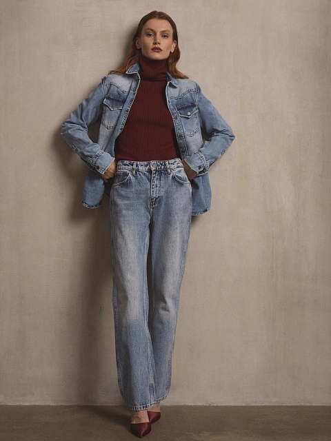 Прямые джинсы голубого цвета, 5