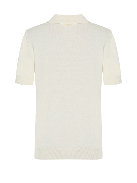 Белый джемпер с короткими рукавами и воротником, 2