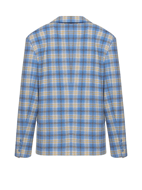 Голубой объемный жакет в желтую клетку, 2