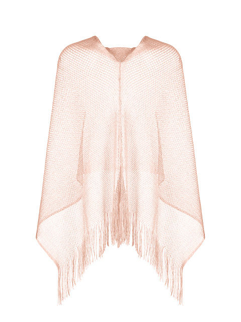 Розовое пончо из сетки с бахромой, 2