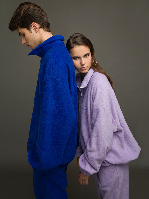 Синий мужской флисовый спортивный костюм с вышивкой, 6