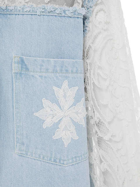 Голубая куртка из денима с кружевом и вышивкой, 4 Голубая куртка из денима с кружевом и вышивкой, 4