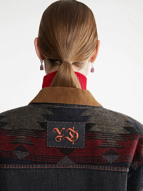 Серая джинсовая куртка с отделкой из шерсти и замши, 11