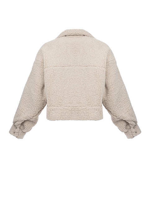 Укороченная куртка из светло-бежевого эко-меха, 2