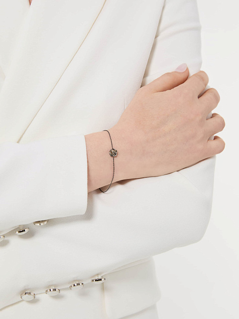 Браслет из черненого золота с розой из черного резного перламутра, 2 Браслет из черненого золота с розой из черного резного перламутра, 2