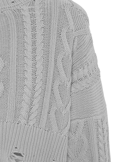 Укороченный светло-серый свитер с косами, 3 Укороченный светло-серый свитер с косами, 3