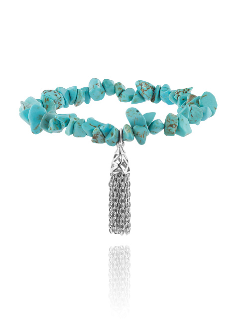 Браслет из бирюзы с кисточкой из серебра, 1
