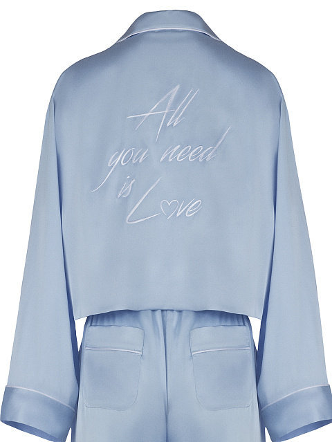 Голубая пижама из вискозы и шелка, 3