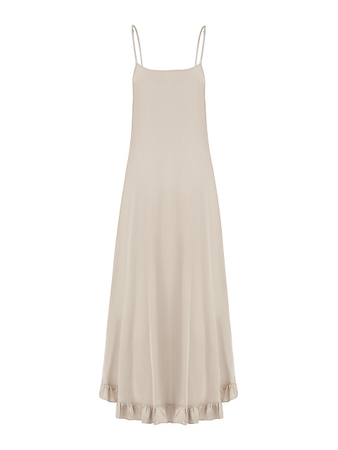 Бежевый сарфан-миди с рюшами, 1