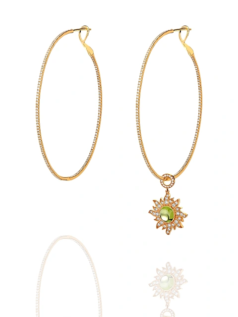 Подвеска на хупсы из желтого золота с бриллиантами и хризолитом, 4 Подвеска на хупсы из желтого золота с бриллиантами и хризолитом, 4