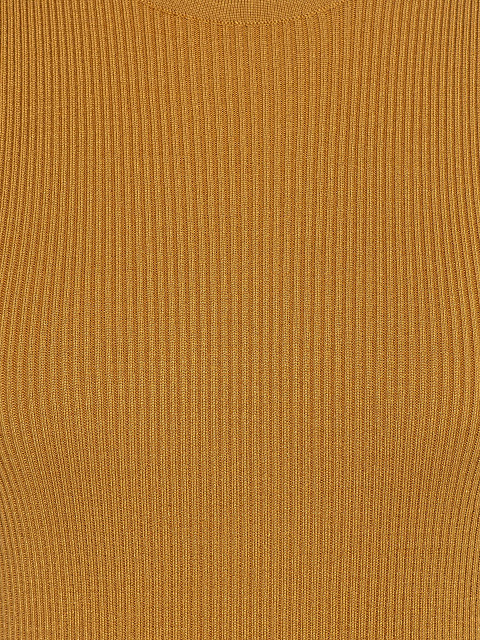 Горчичный топ-лапша с круглым вырезом из трикотажа, 3