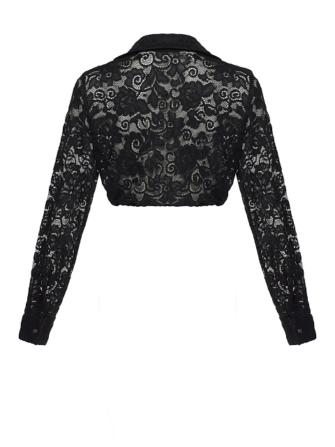 Черная укороченная блузка из кружева, 2
