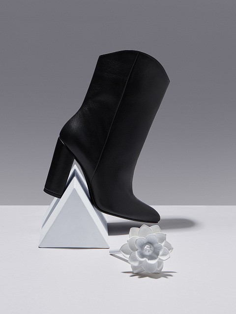 Черные кожаные ботильоны на высоком каблуке, 5