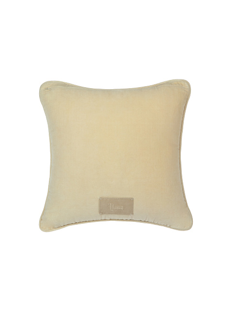 Бежевая подушка из бархата с вышивкой YD, 2 Бежевая подушка из бархата с вышивкой YD, 2