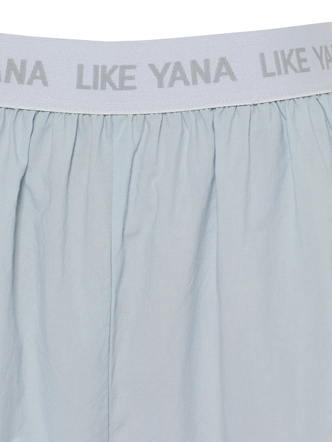 Голубой комплект из топа на завязках и шорт с рюшами, 5