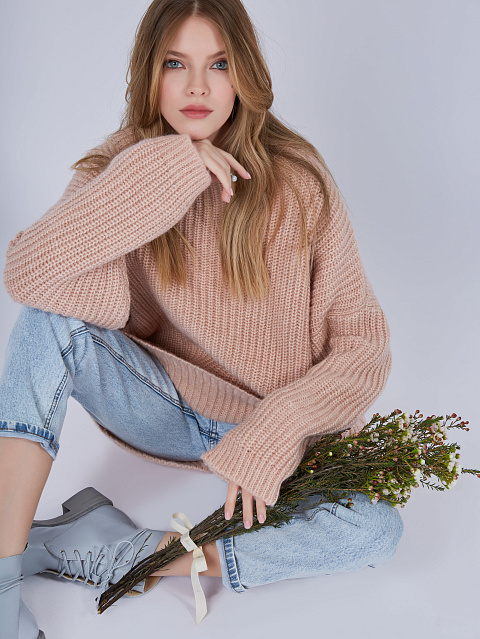 Бежевый шерстяной свитер в рубчик, 3 Бежевый шерстяной свитер в рубчик, 3