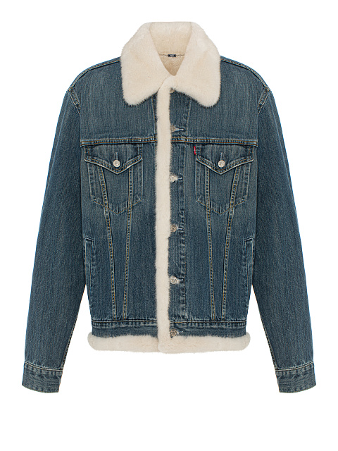 Синяя джинсовая куртка с подкладом из меха норки, 1 Синяя джинсовая куртка с подкладом из меха норки, 1