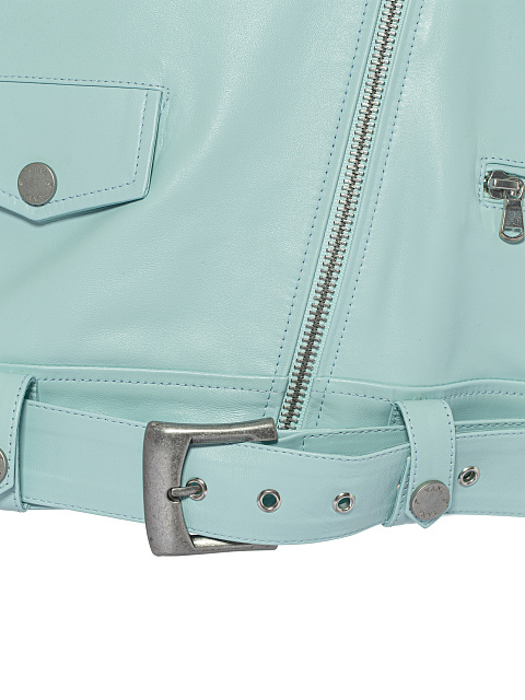 Объемный голубой жилет из кожи, 4