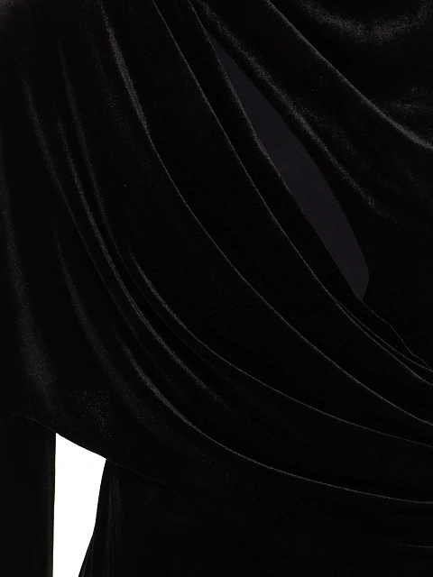 Черное платье-миди из бархата с драпировкой, 4