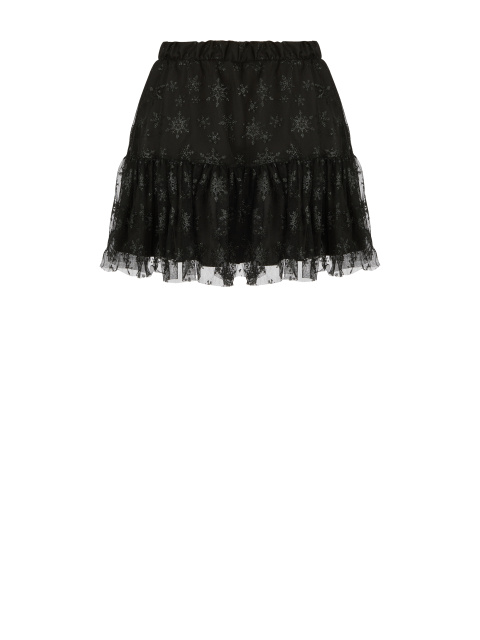 Черная юбка-мини из сетки со снежинками, 1