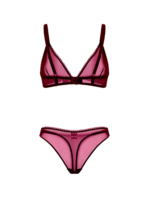 Бордовый комплект нижнего белья из сетки, 2
