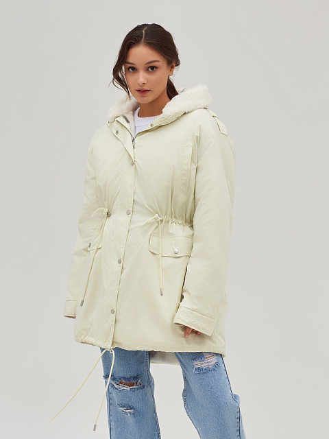 Молочная парка из плащевки с эко-мехом, 7