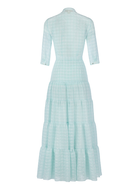 Бирюзовое платье-макси из тонкого шифона в клетку, 2