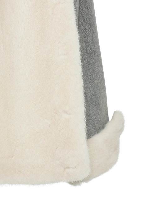 Серая джинсовая куртка с подкладом из бежевого меха норки, 4