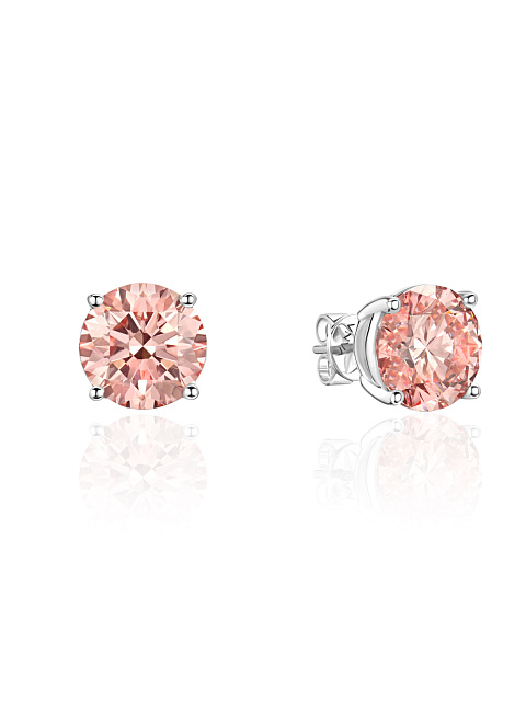 Пусеты с розовыми бриллиантами LG в круглой огранке, 1