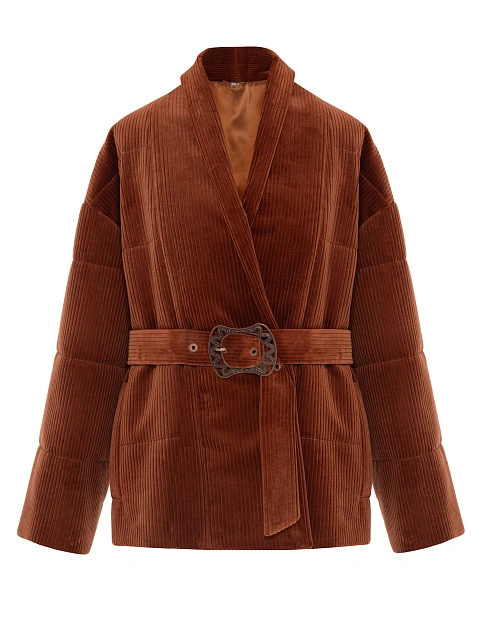 Коричневая куртка из вельвета с поясом, 1