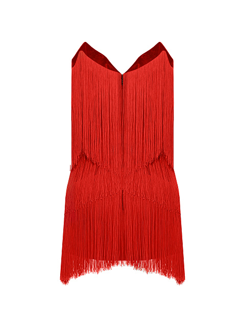 Красное платье-мини с бахромой, 2