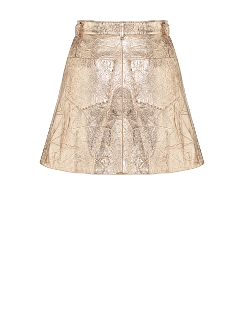 Золотистая юбка-мини из мятой кожи, 2 Золотистая юбка-мини из мятой кожи, 2