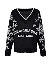 Пуловер черного цвета, с надписью "Snow season" LY, V-вырез