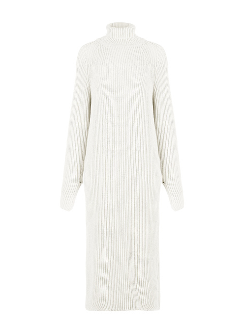 Белое платье-миди крупной вязки, 1
