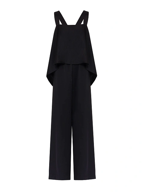 Черный атласный комплект из топа и брюк, 1 Черный атласный комплект из топа и брюк, 1