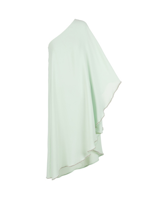 Зеленое асимметричное платье-миди со стразами, 1
