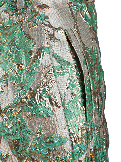Костюм-двойка из золотой парчи с зелеными цветами, 5