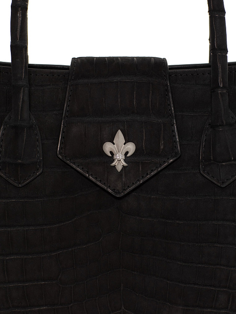 Черная сумка из крокодиловой кожи с серебром, 5