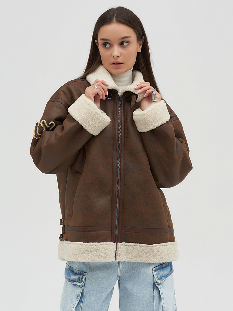 Коричневая дубленка из эко-меха, 8