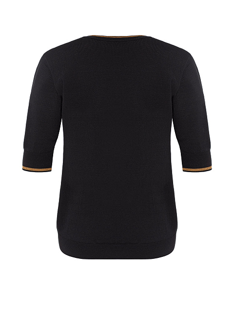 Черный трикотажный джемпер с короткими рукавами, 2