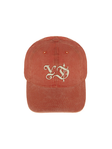 Оранжевая кепка из винтажного денима с белой вышивкой, 2